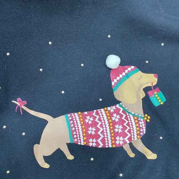 NWT. Kendra Scott, women’s size Large, long sleeve Doxie Christmas t-shirt. - Picture 13 of 14